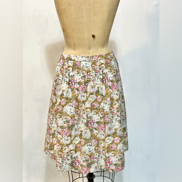 Country cottage cabbage rose midi skirt 100% cotton a-line shabby chic Victorian - Picture 5 of 10